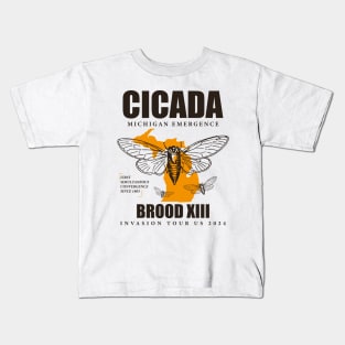 Cicada Michigan Map Invasion Emergence Brood XIII 2024 Kids T-Shirt